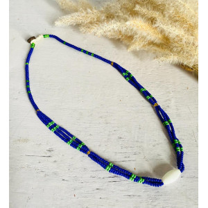 Blue beaded three strand design - Ethnic Inspirations